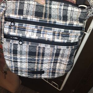 Vera Bradley Black and Tan Plaid Messenger Bag